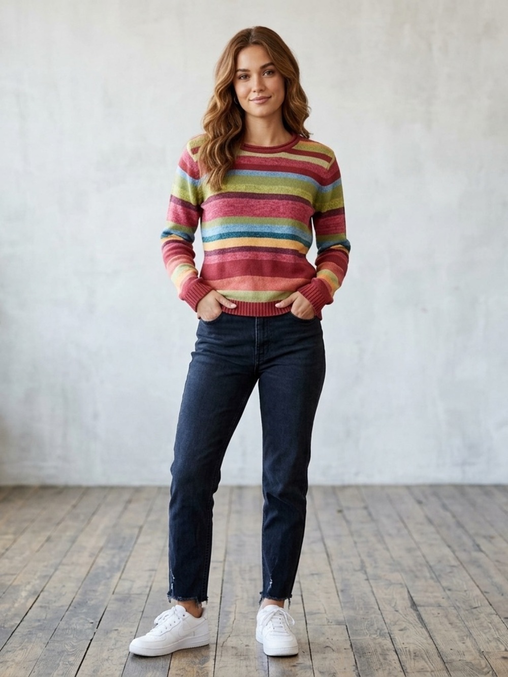 Vintage Tiara International Multicolor Striped Rollneck Sweater Women’s Petite M